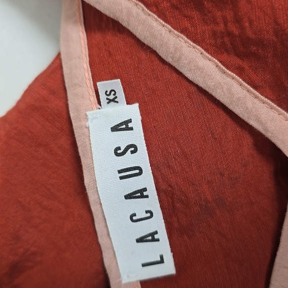 LACAUSA Women's Easy Slip Dress Ruffle Hem Orange - Picture 8 of 12